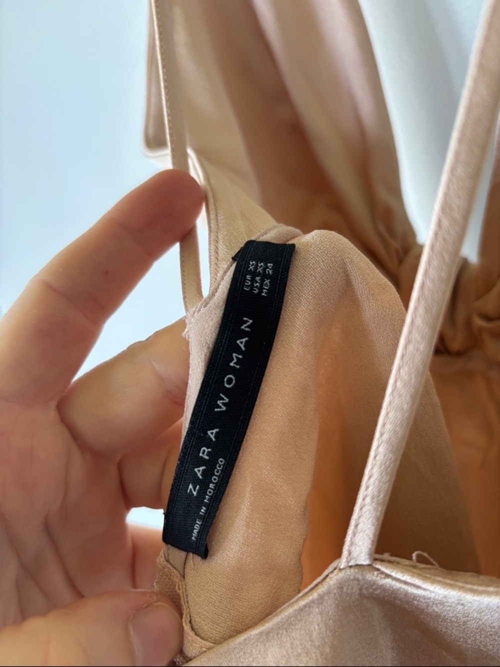 Zara Blush Pink Satin Slip Dress with Tie Front - Picture 7 of 8